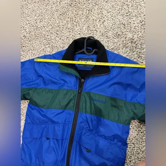 Vtg Timberland Nylon Jacket Coat Waterproof Fleece Lined Mens S Blue Green - Picture 13 of 15